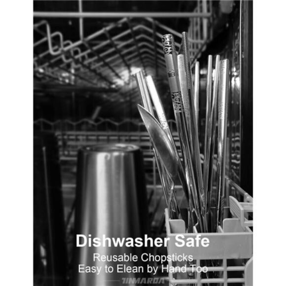 Stainless Steel Chopsticks Set Reusable Non Slip Dishwasher Safe 5 Pairs - Picture 7 of 7